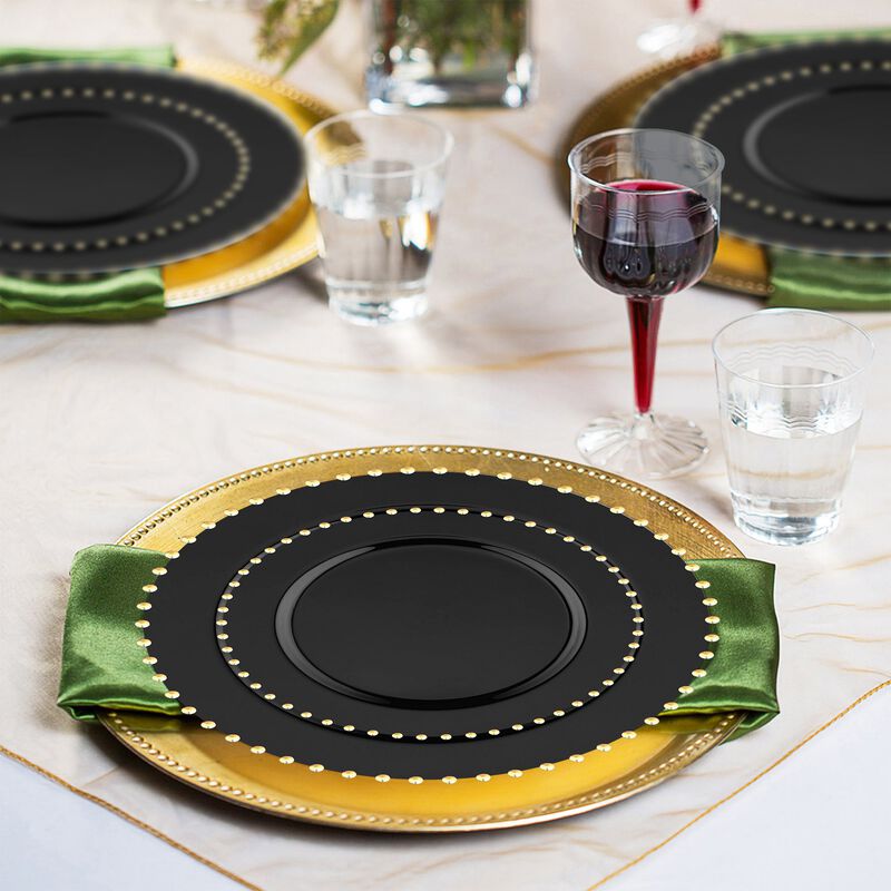 Black with Gold Pearl String Round Plastic Wedding Value Set (30 Sets) image number 7