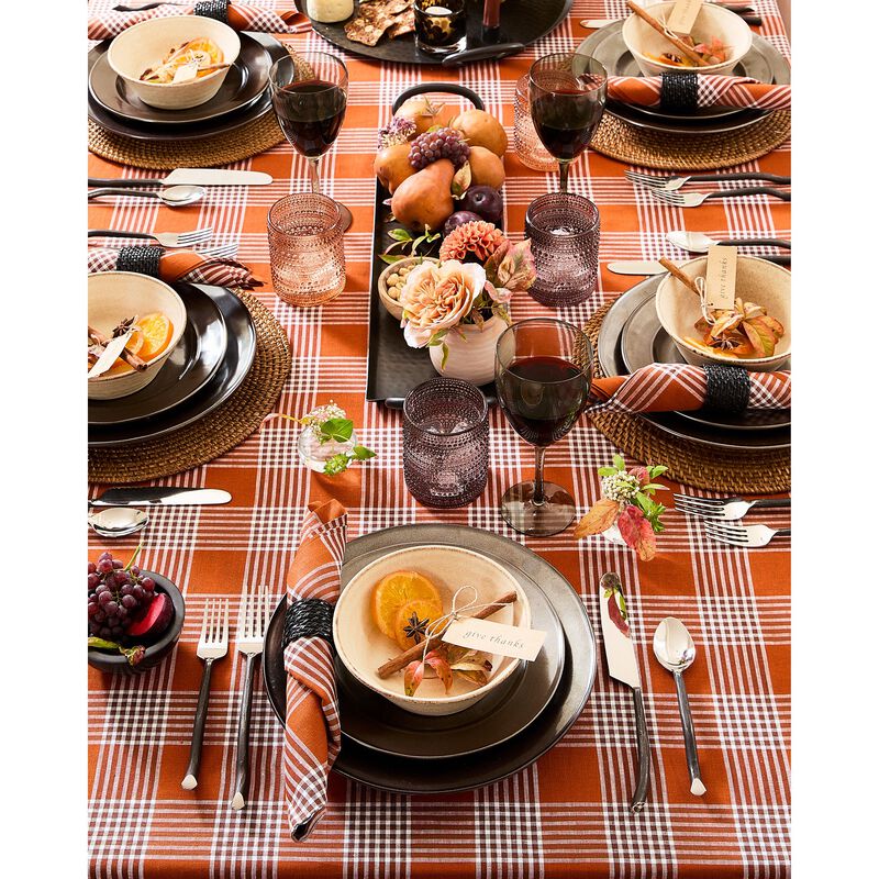Solino Home Glen Check 100% Linen Table Throw &ndash; Handcrafted, Machine Washable, Perfect for Holiday and Everyday Dining