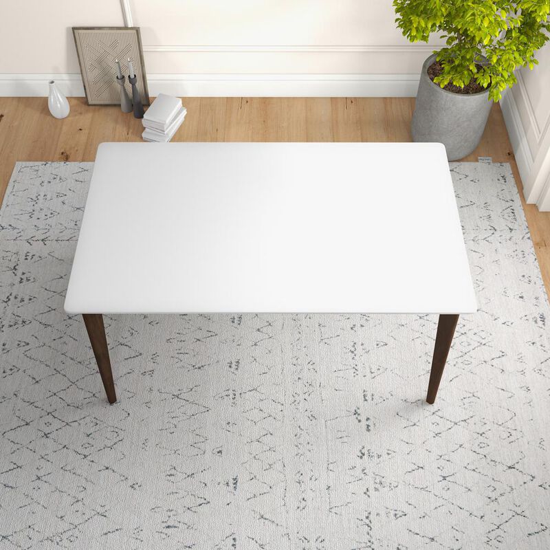 Ashcroft Furniture Co Lindsey Mid-Century Modern Solid Wood White Top Dining Table