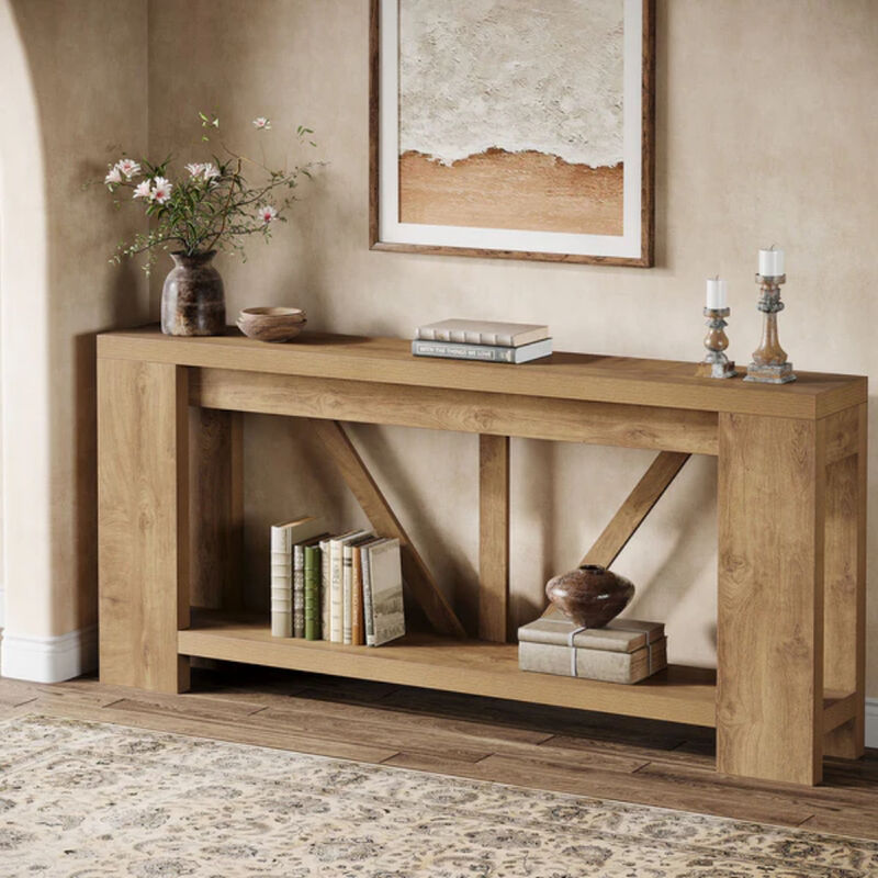 2-Tier Long Sofa Table, Console Table for Hallway image number 3