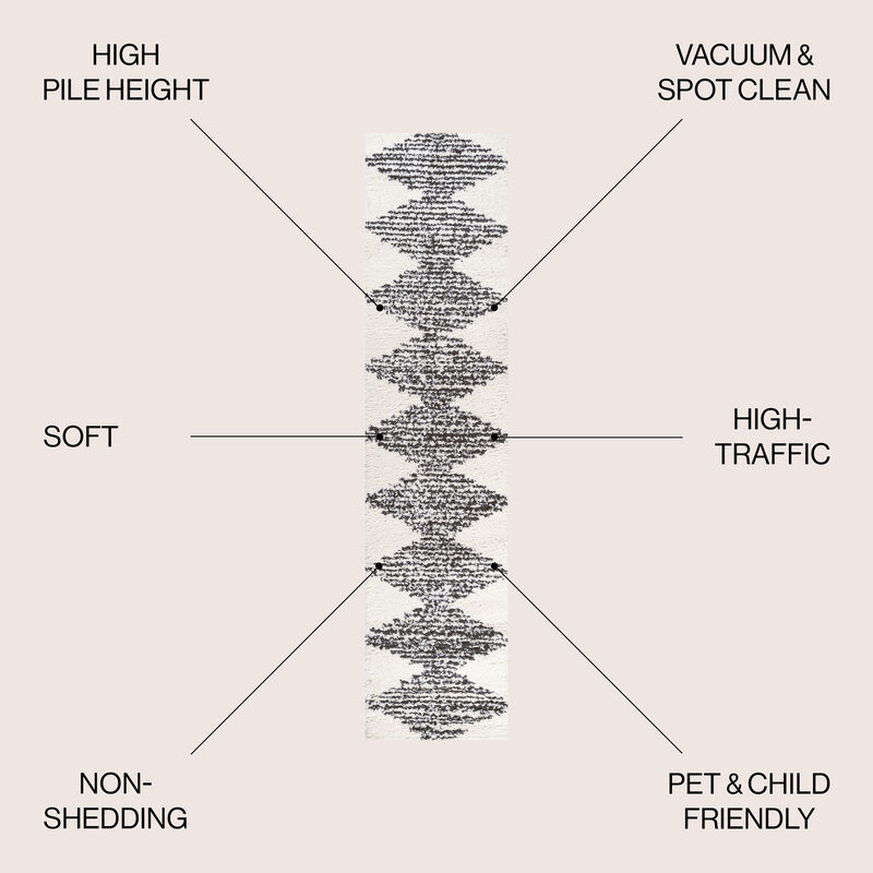 Elm Diamond Stripe Geometric Shag Area Rug