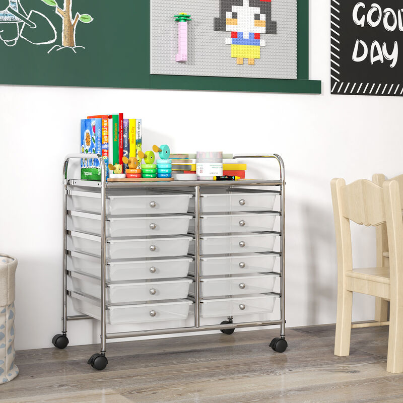 Heavy-Duty Rolling Cart with 12 Drawers – Ideal for Craft & Office Use