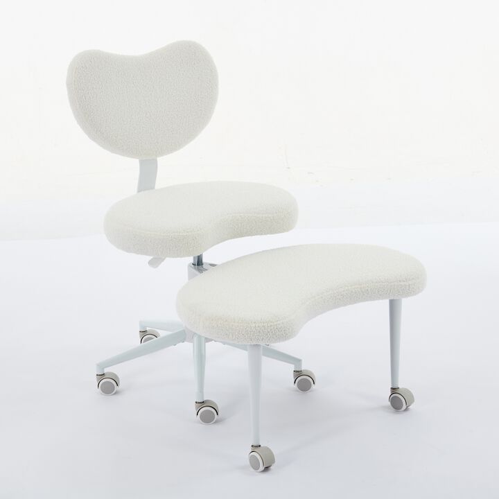 Cross Legged Chair with Wheels, Criss Cross Desk Chair with Lumbar Support and Adjustable Stool