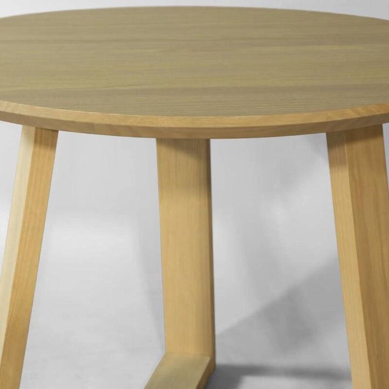 Hivvago 36 Inch Round Scandinavian Solid Wood Dining Table in Blonde