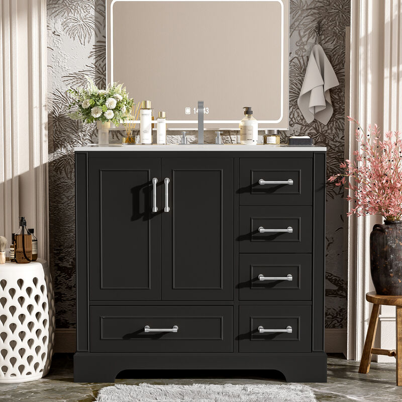 Merax Traditional Bathroom Vanity Cabinet with Ceramic Sink
