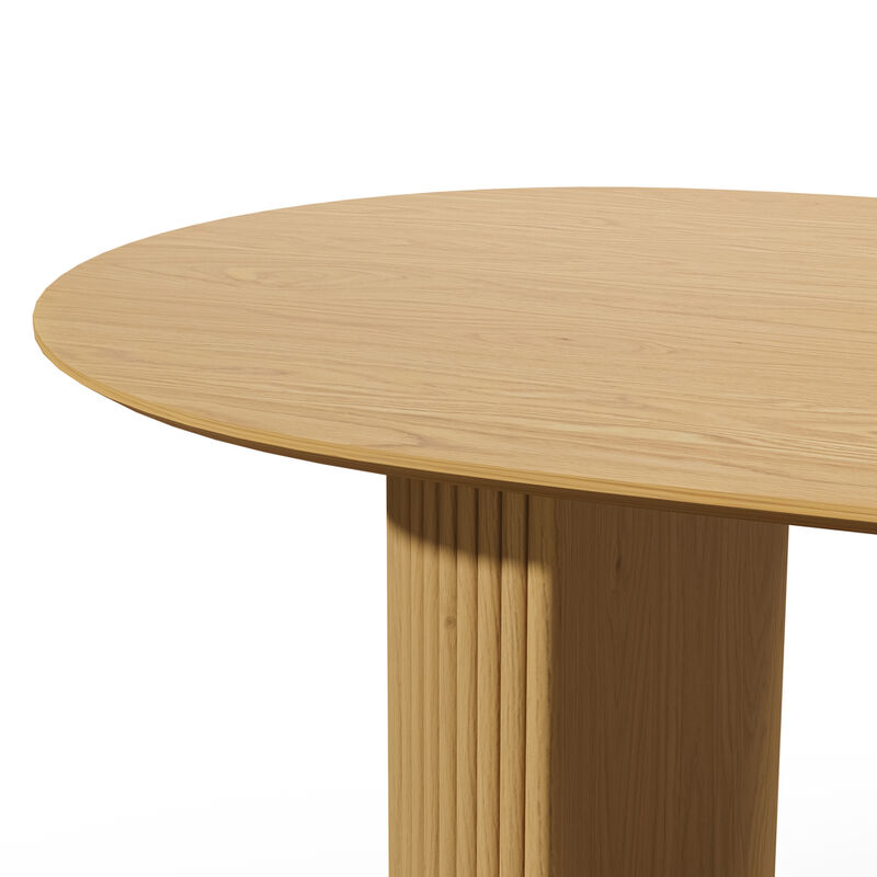 67 Inch Natural Oak Oval Dining Table (Seats 6) Suitable for Living Room, Dining Room
