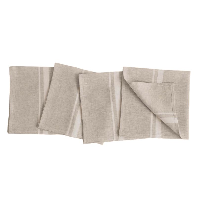 Christmas Linen Dinner Napkins 20 x 20 in Set of 4 - French Stripe, Solino Home