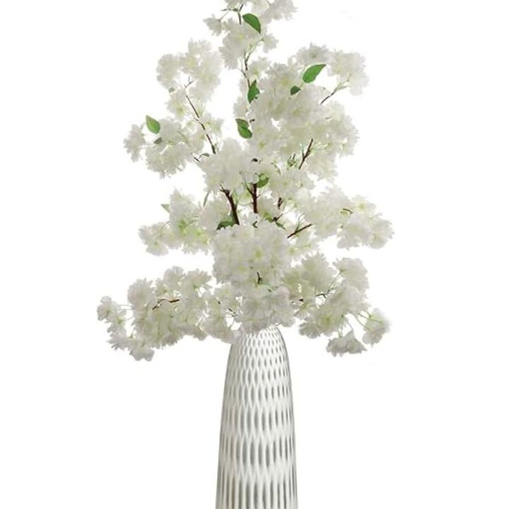 White Cherry Blossom Flowers, Three 30 Inch White Blossom Stems, Wedding, Party, Event, Japan's National Flower