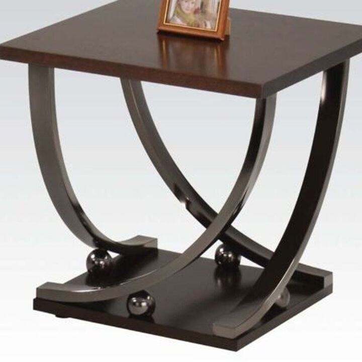 Homezia 23"  Square End Table With Shelf
