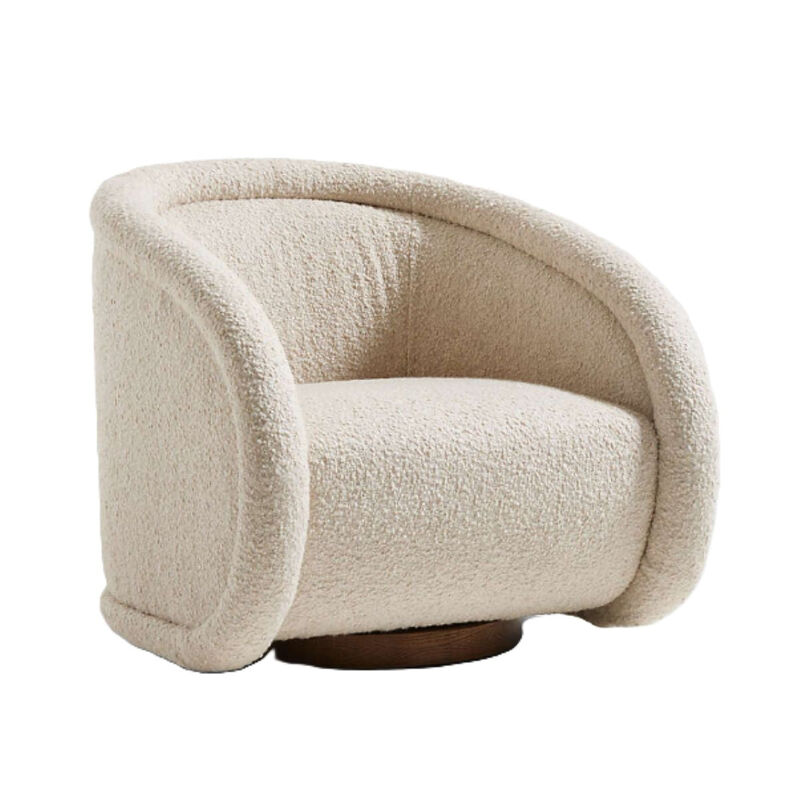 Envelor Modern Round Teddy Boucle 360&deg; Swivel Barrel Accent Chair image number 5
