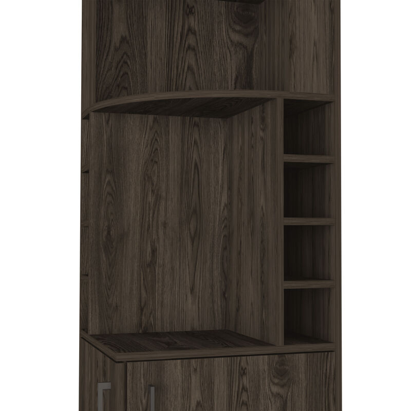 DEPOT E-SHOP Egina Corner Bar Cabinet, Two External Shelves, Dark Walnut