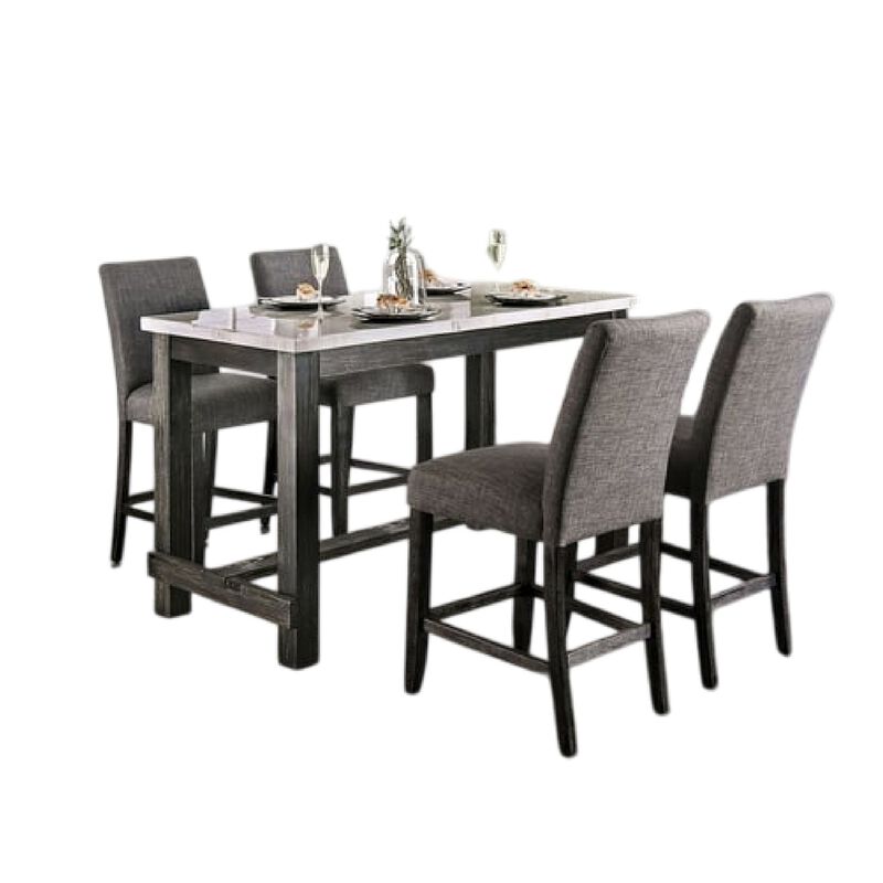 Bruce 5pc Counter Height Set, Marble Top, Trestle Base, Chairs image number 2