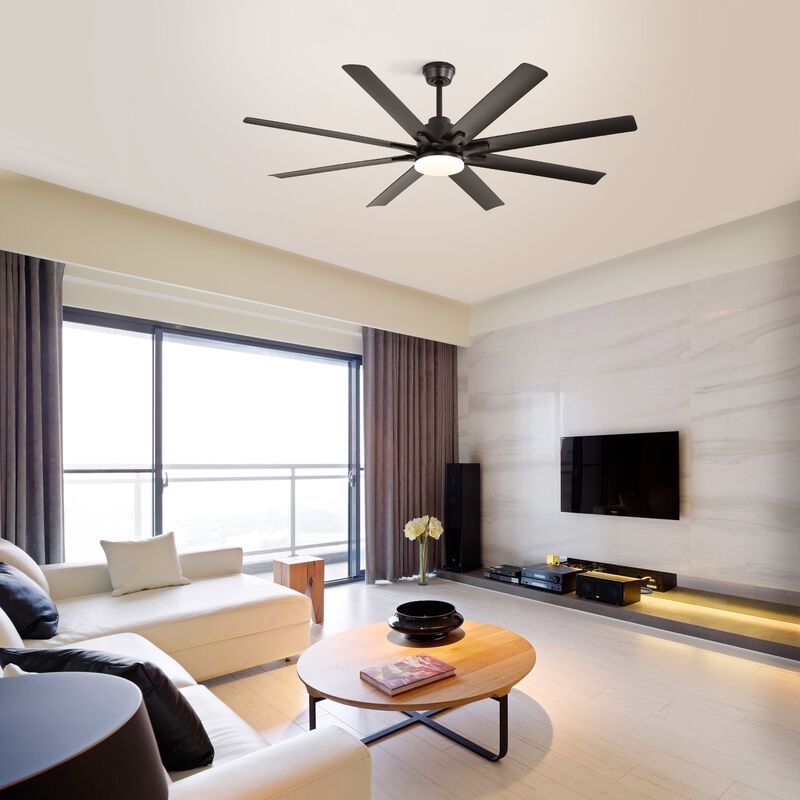 66 Inch Ceiling Fan With Dimmable Led Light 8 ABS Blades Smart Remote Control Reversible DC Motor image number 1