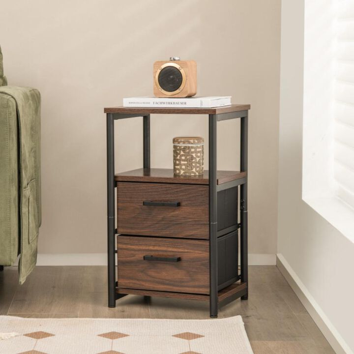 Hivvago Bedside Table Set of 2 with Removable Fabric Drawers and Metal Frame