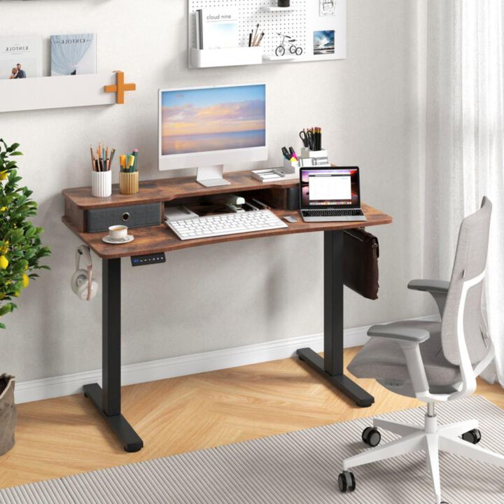 Hivvago 48 Inch x 24 Inch Height Adjustable Electric Standing Desk with 2 Drawers