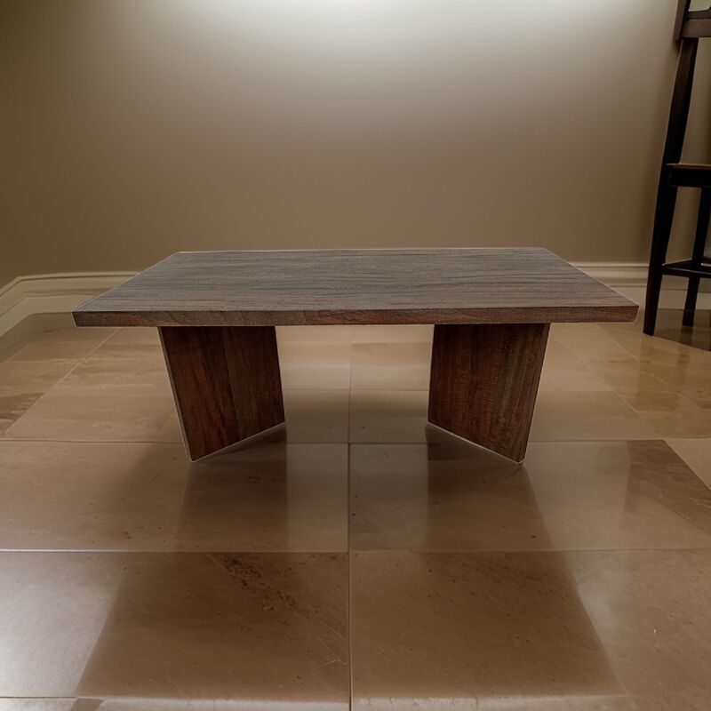 Anisa Coffee Table, 50 Inch Rectangular, Brown Solid Mango Wood Plank Style