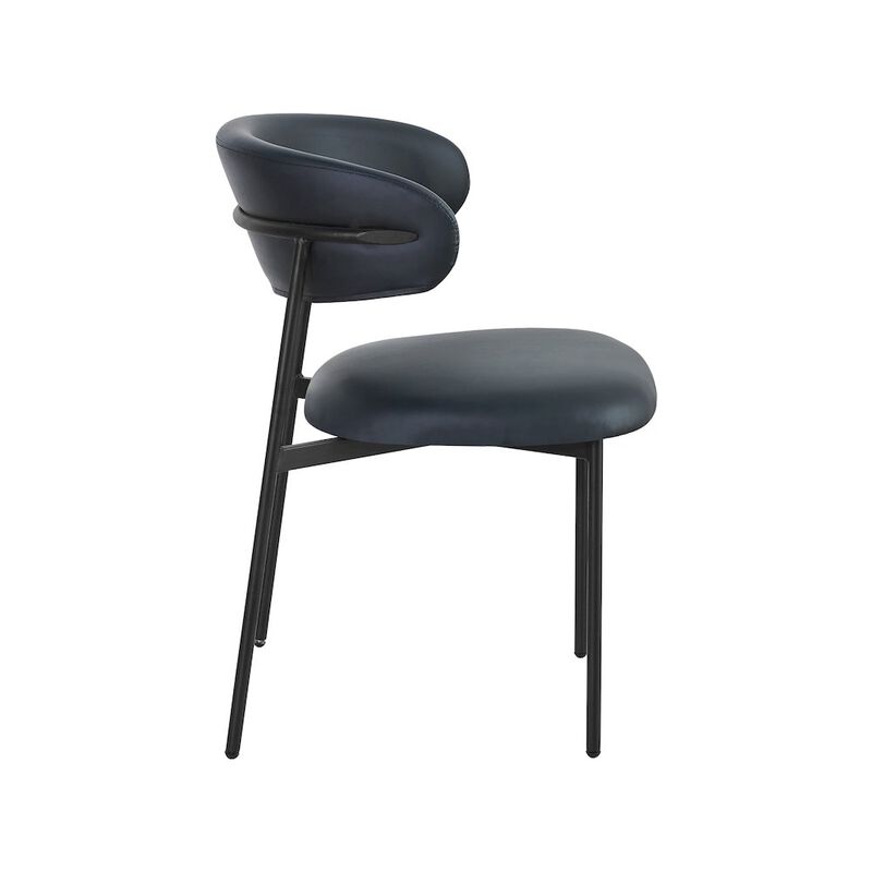 Meridian Furniture Lupita Black Vegan Leather Dining Chair, Set of 2