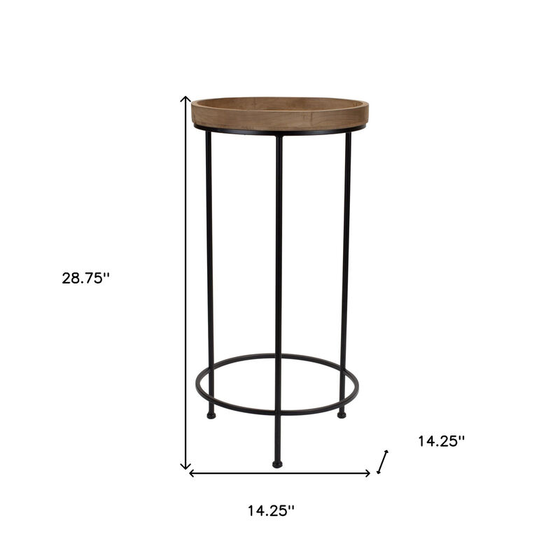 Hivvago Set of Three 29 Inch Black And Brown Round End Tables