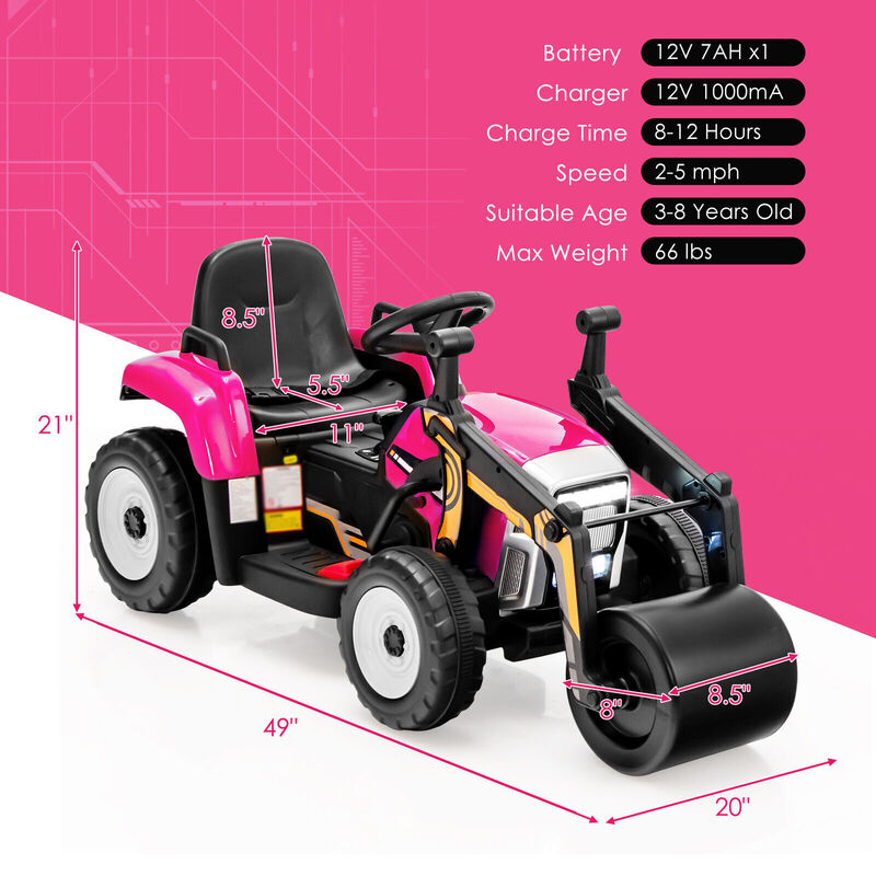 Kids 12V Ride On Construction Road Roller image number 2