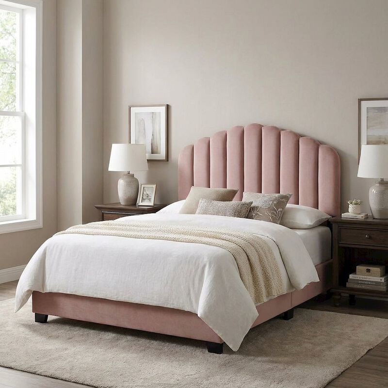 Pink Performance Velvet Headboard with Plush Upholstery and Elegant Design image number 3