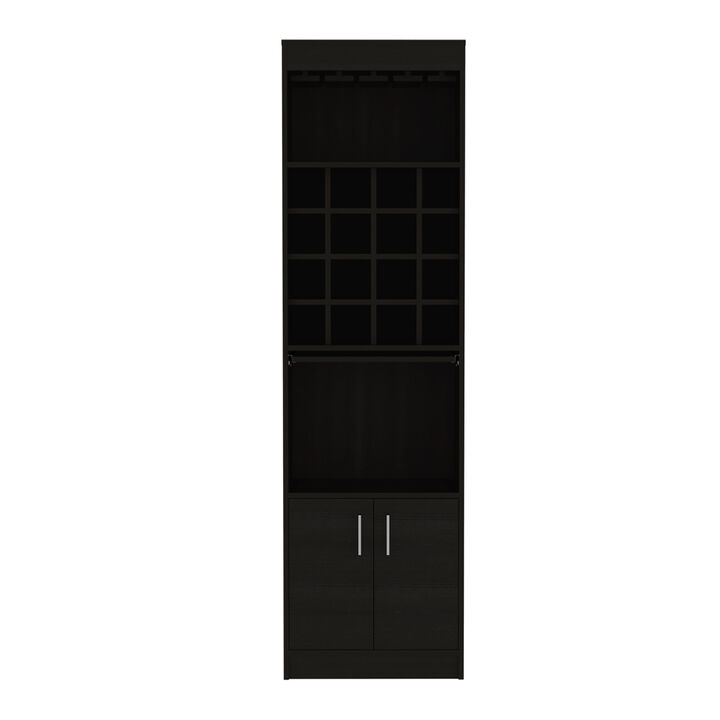 Wolcott 16-Bottle 1-Shelf Bar Cabinet Black Wengue