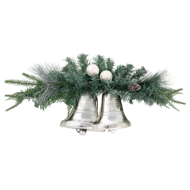 18" Decorated Pine Artificial Christmas Swag with Silver Bells