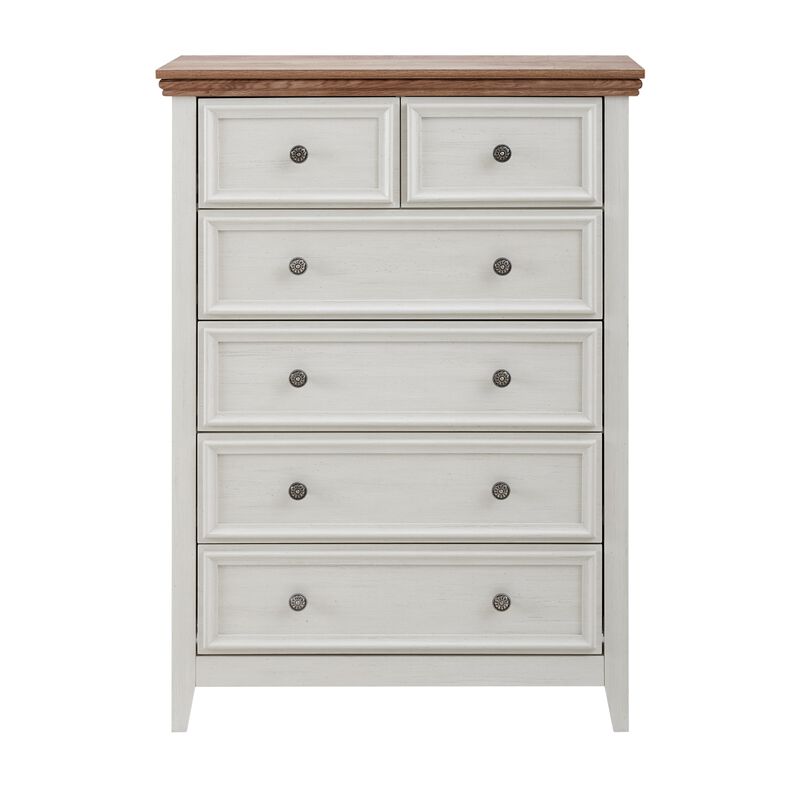 Beige 44.29 in. H Accent Cabinet with 6 Drawers