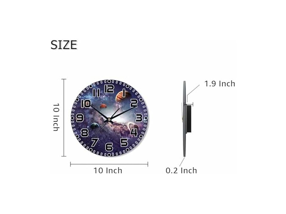 Galaxy Sun Earth Mars Wall Clock 10 Inch Silent Non Ticking Battery Operated