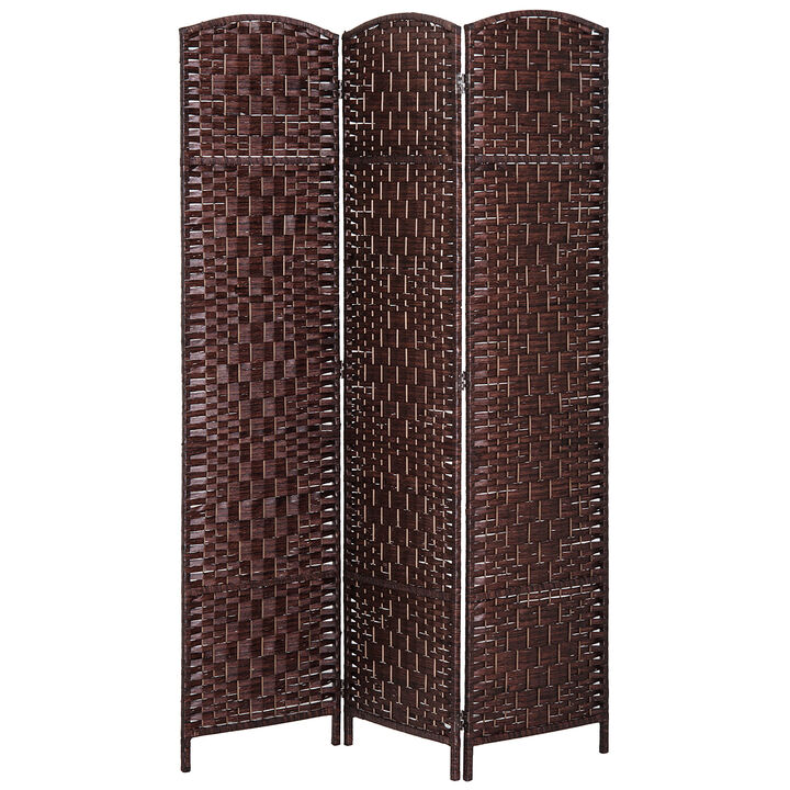 Hivvago 6FT Tall Folding Room Divider with Wicker Partition