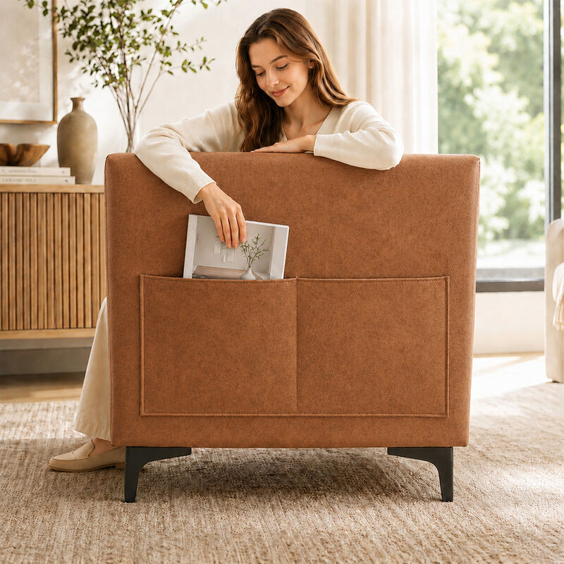 Drujep 78.5" Faux Leather Sofa image number 4