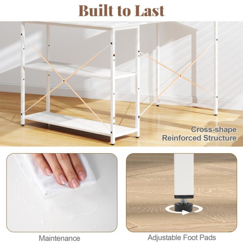 Hivvago L-shaped 47 Inch Reversible Corner Desk with Adjustable Storage Shelves