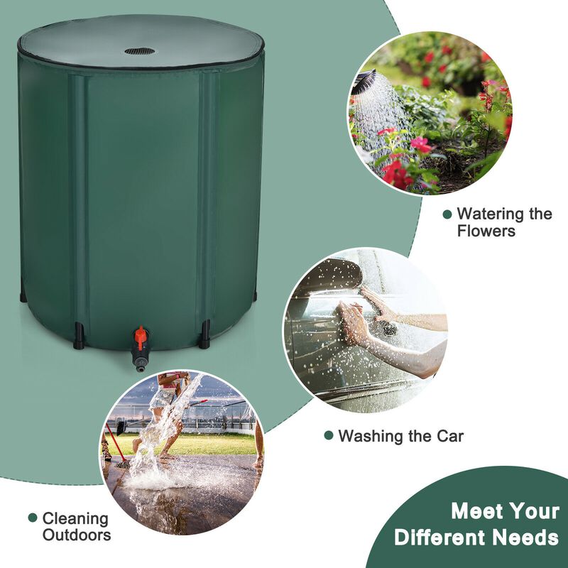 60 Gallon Rain Barrel Water Collector with Collapsible Design for Easy Storage