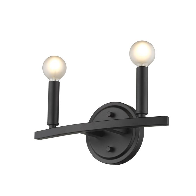 Hivvago Two Light Matte Black Wall Sconce
