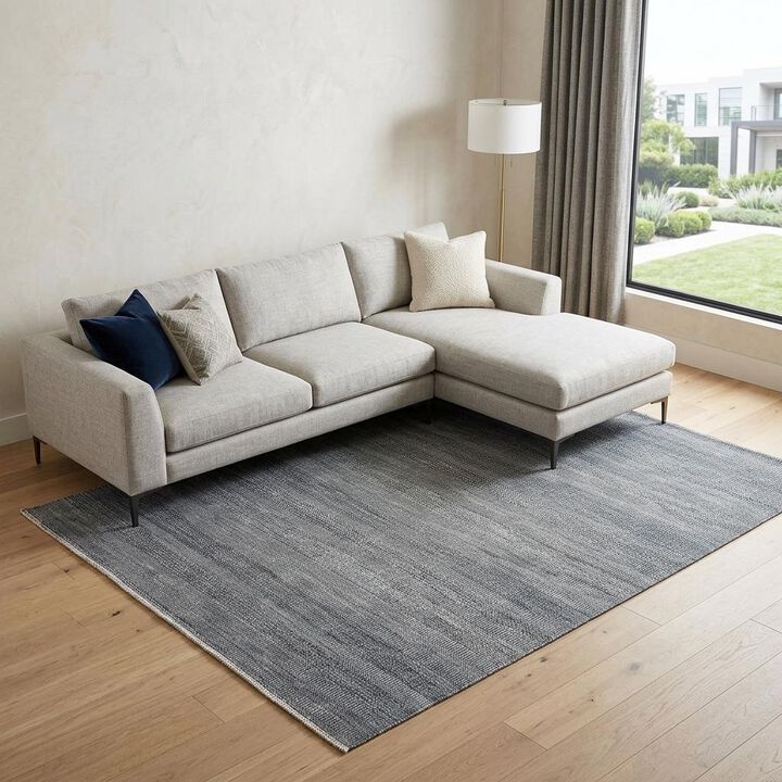 HomeRoots Wool Striped Shag Hand Knotted Area Rug