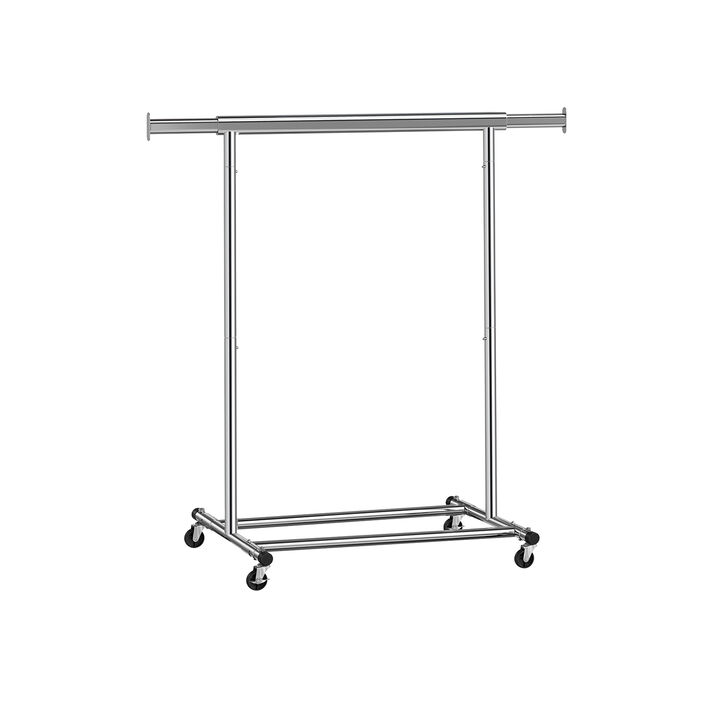 Heavy Duty Collapsible Clothes Rack on Wheels with Extendable Hanging Rail