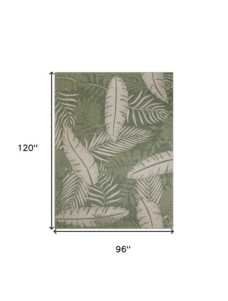 HomeRoots 8' X 10' Ivory And Green Palm Leaf Indoor Outdoor Area Rug image number 5