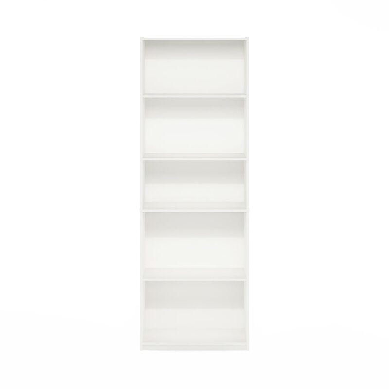 Gehry 5-Tier Bookcase, Bookshelf with Adjustable Shelves, White