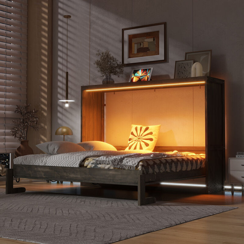 Merax Murphy Bed with Desk & LED Light image number 3