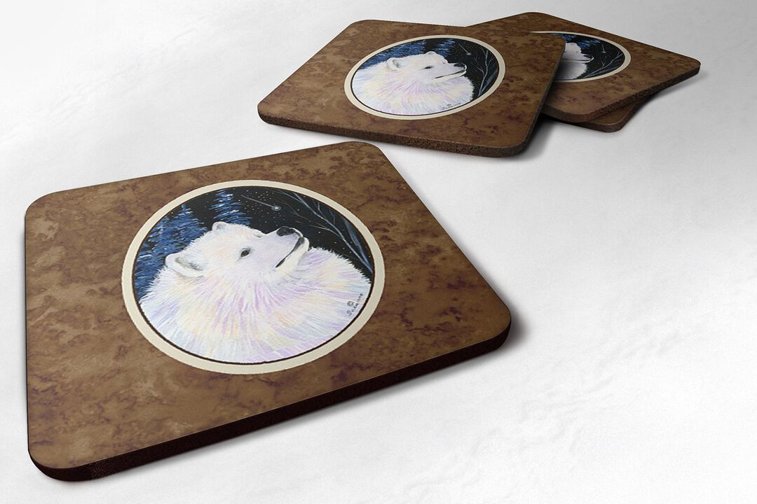 Caroline's Treasures SS8376FC Starry Night Samoyed Foam Coasters Set of 4 (Set of 4), 3.5 H x 3.5 W, Multicolor