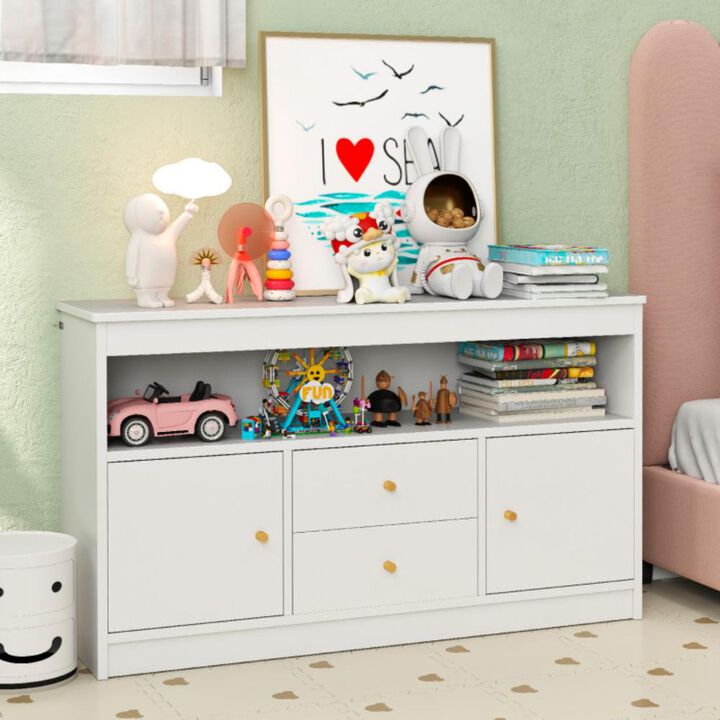 Hivvago Kids Toy Storage Organizer with Open Shelf and 2 Drawers for Playroom