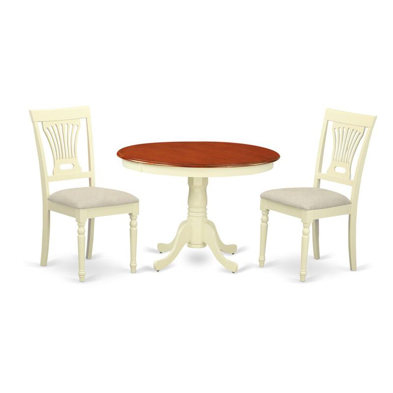 3 Pc set with a Dining Table and 2Seat Dinette Kitchen Chairs in Buttermilk and Cherry .
