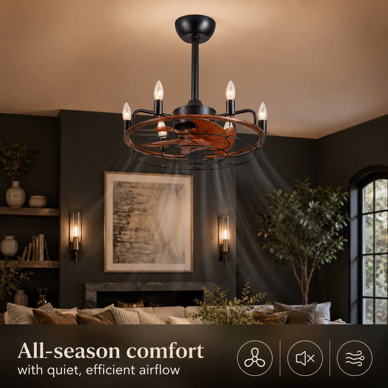 Industrial Caged Fandelier Ceiling Fan image number 4