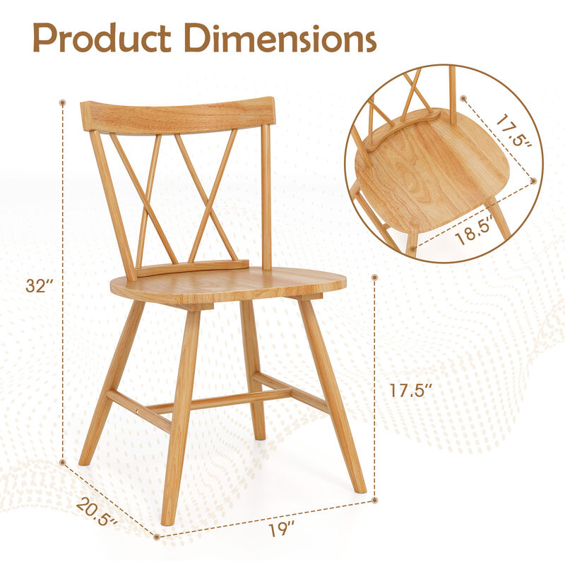 Farmhouse Kitchen Dining Chair Set of 2 with Rubber Wood Frame