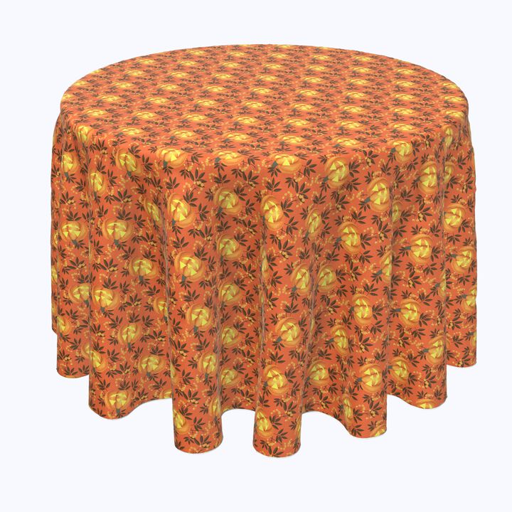Fabric Textile Products, Inc. Round Tablecloth, 100% Polyester, Halloween in Autumn