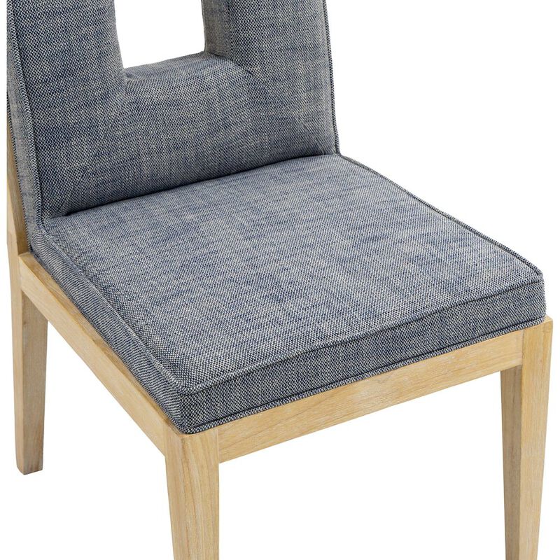Meridian Furniture Gwendolyn Navy Linen Textured Fabric Dining Side Chair, Set of 2