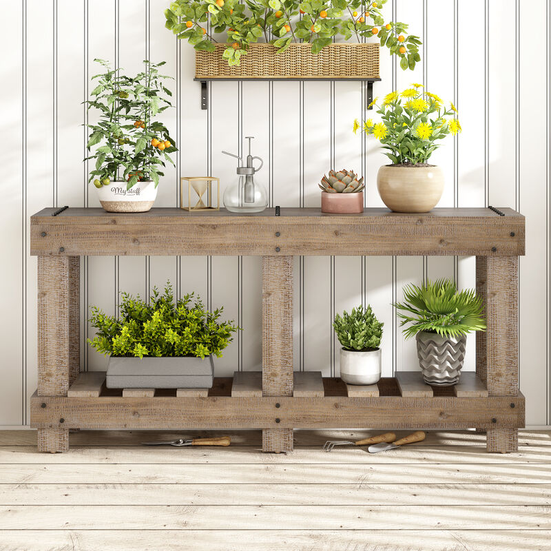 Merax Vintage Solid Cedar Wood Entryway Table