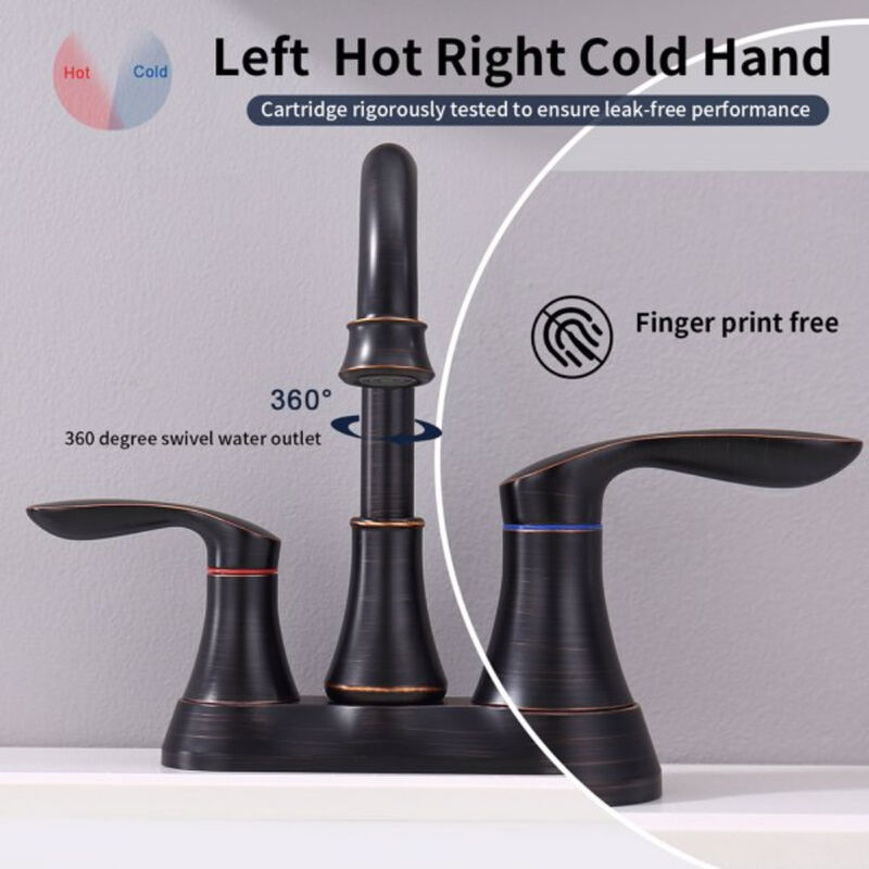 Classic Oil Rubbed Bronze 2-Handle Bathroom Vanity Faucet with Pop-Up Drain & Supply Hoses