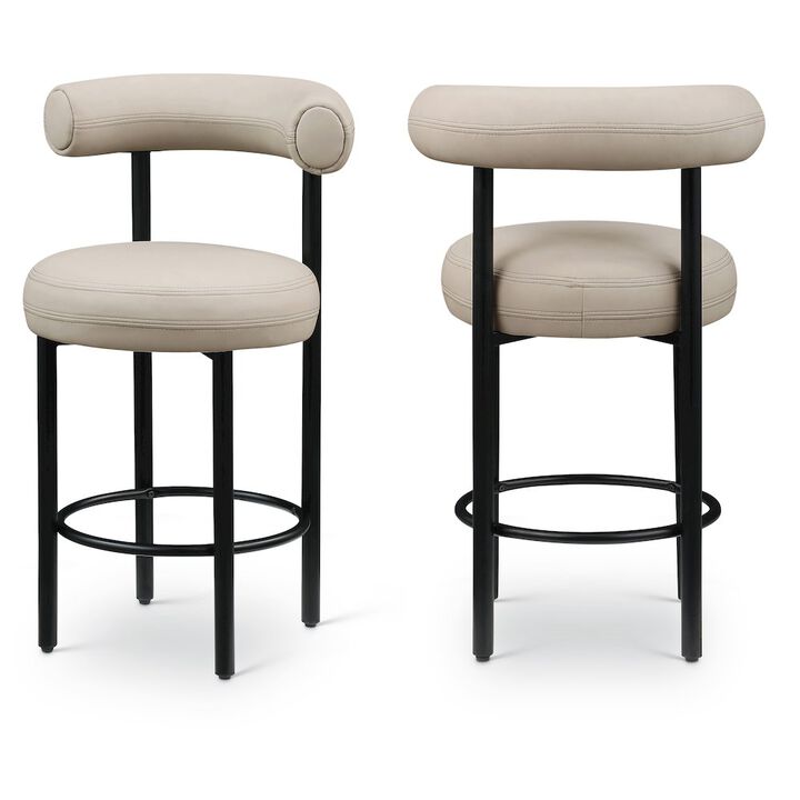 Meridian Furniture Bordeaux Vegan Leather Counter Stool, Set of 2