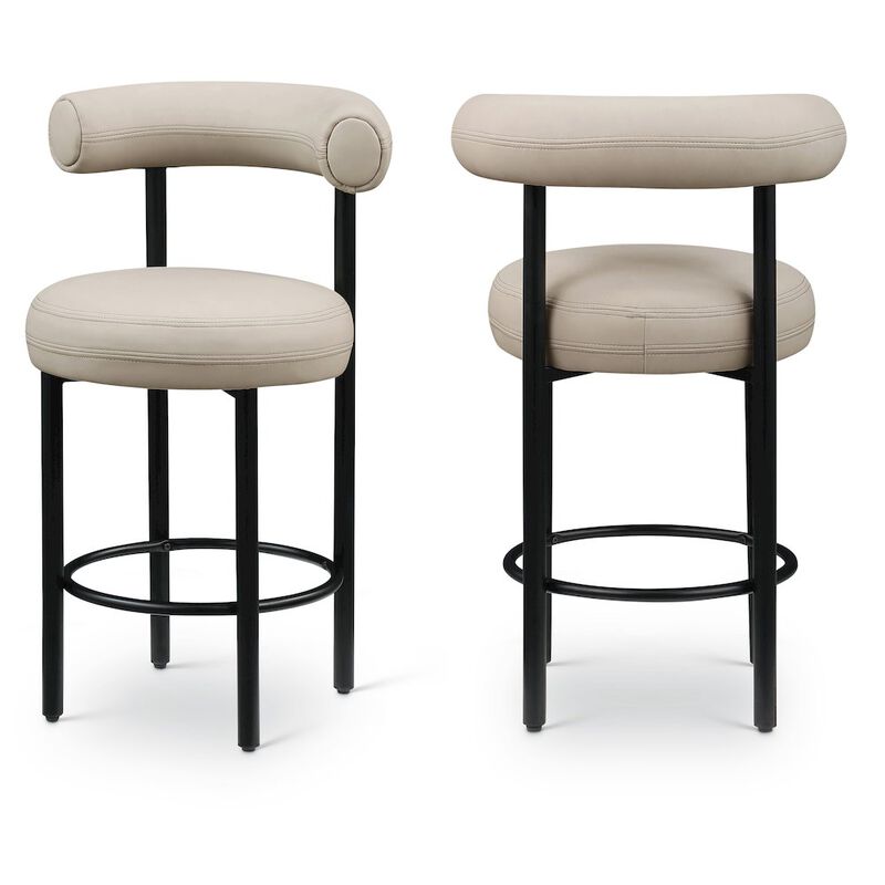 Meridian Furniture Bordeaux Vegan Leather Counter Stool, Set of 2