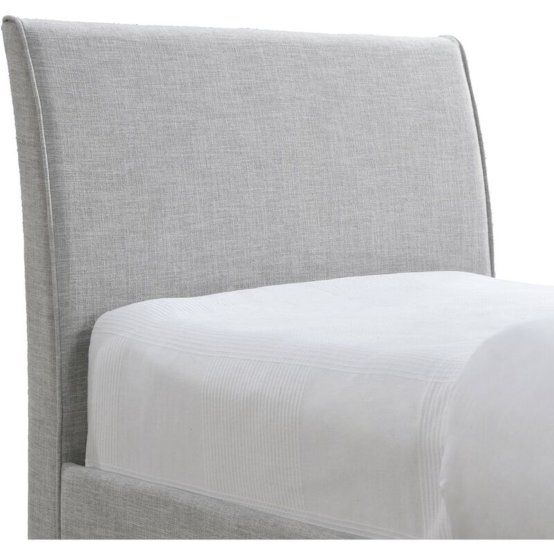 Meridian Furniture Myles Grey Linen Textured Fabric Twin Trundle Bed